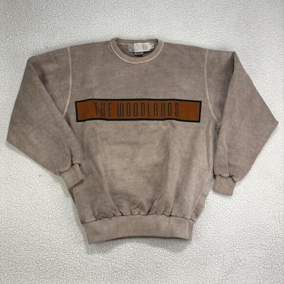 VTG 90s SDI The Woodlands Graphic Sweatshirt Mens L Heavyweight Brown Texas - Picture 1 of 7